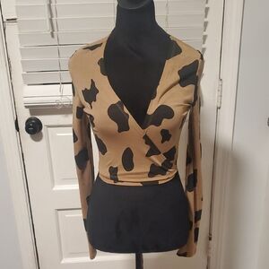 Pink Garbage Elegant Tan and Black Patterned Blouse NWT
